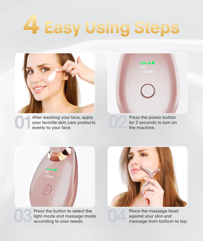 7 Color Light Based Face-Neck-Massager - Facial Massager for Skin Care, Rose Gold Rose Gold A1